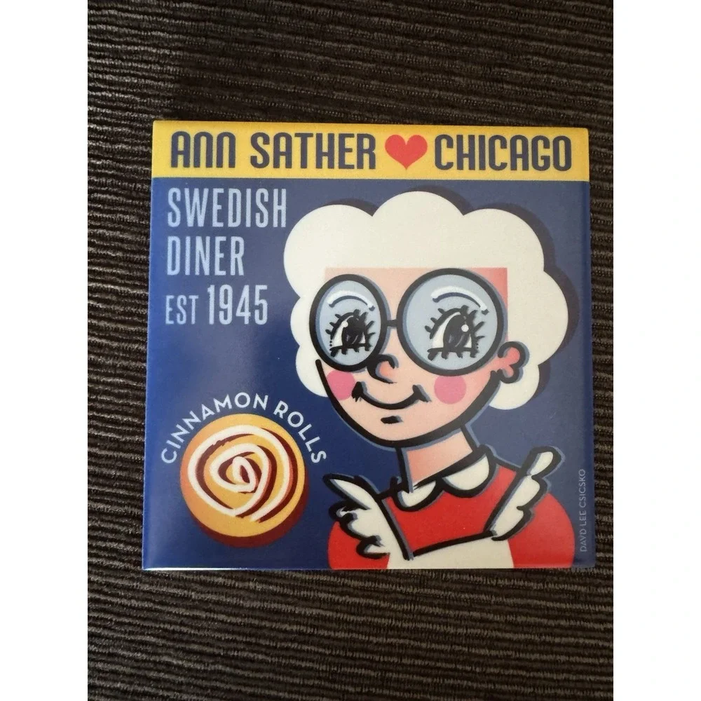 Ann Sather‎ Chicago Swedish Diner Trivet/Coaster Art By David Lee Csicsko 6x6
